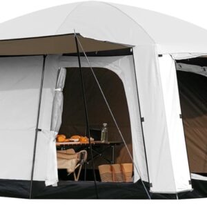 4-6 Person Camping Tent, Large Family Cabin Tents with Porch & Rainfly, Double Layer Waterproof Glamping Tent with 2 Rooms 2 Doors, Portable Big Tents for Outdoor Camping Hiking Party