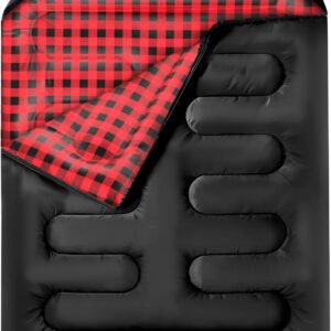 Double Sleeping Bags for Adults, Queen Size 2 Person All Season for Warm & Cold Weather | Fits Kids 10-12 (Girls & Boys) - Lightweight & Waterproof Camping Essentials for Hiking, Backpacking