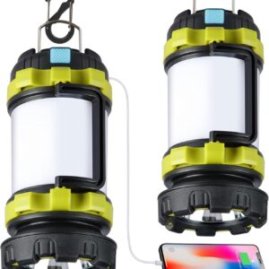 2 Pack Camping Lantern, Outdoor Led Camping Lantern, Rechargeable Flashlights with 1000LM, 6 Modes, 4000mAh Power Bank,  Waterproof Portable Emergency Camping Light for Hurricane Hiking