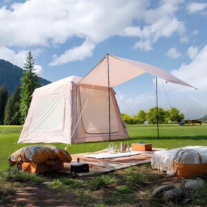 2/6/8 Person Inflatable Camping Tent, Easy Setup Blow Up Tent with Hand Pump, PU3000mm Waterproof & Breathable 4 Season Glamping Tent for Outdoor Camping